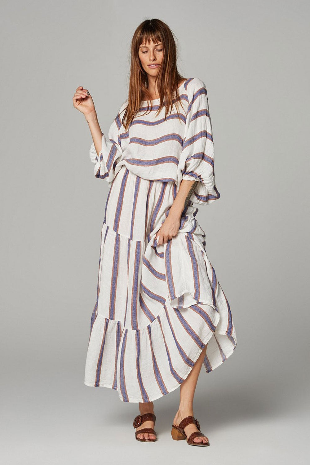 ESTILO EMPORIO MAXI TIER SKIRT, ROMA STRIPE