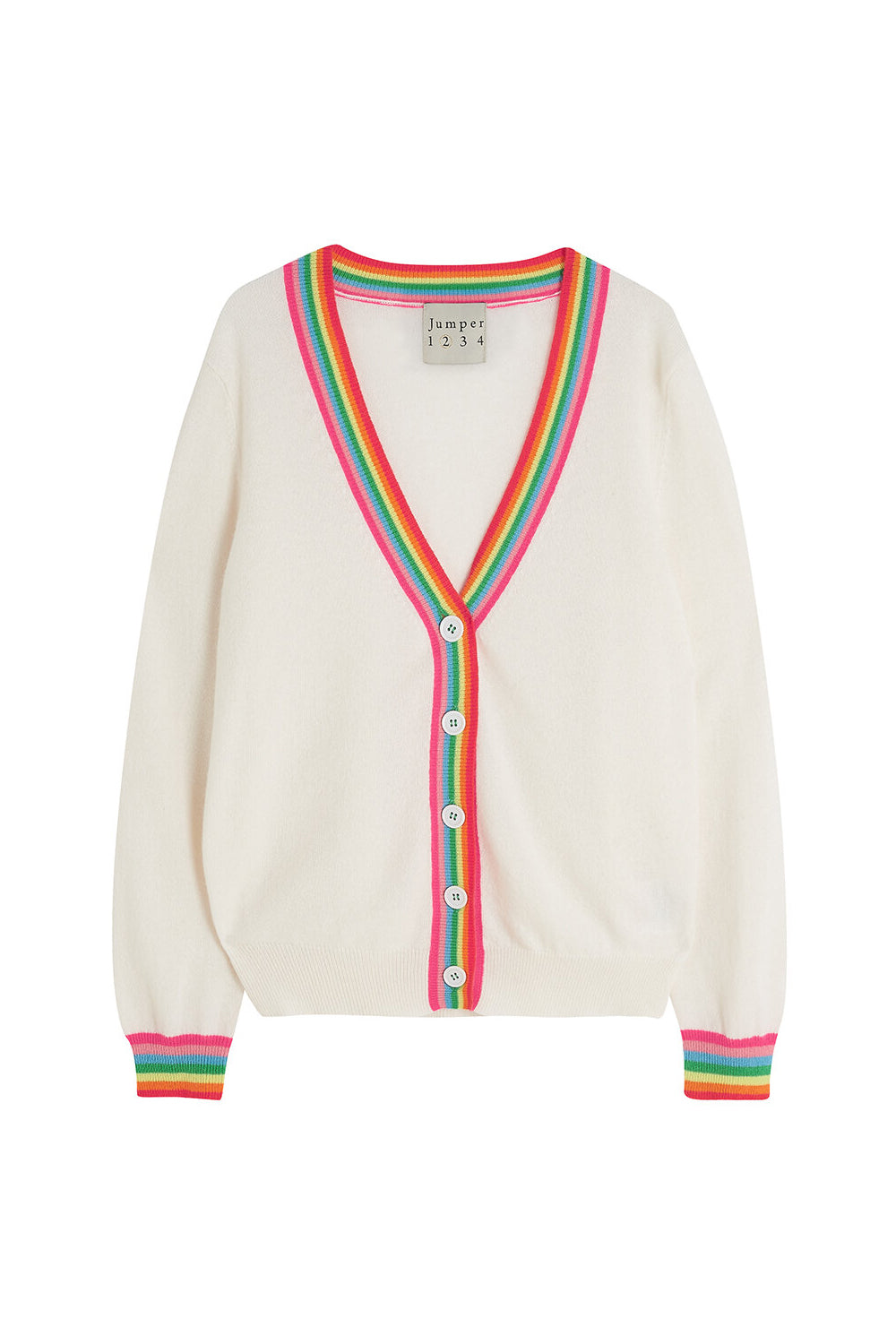 White jumper with hot sale rainbow stripe