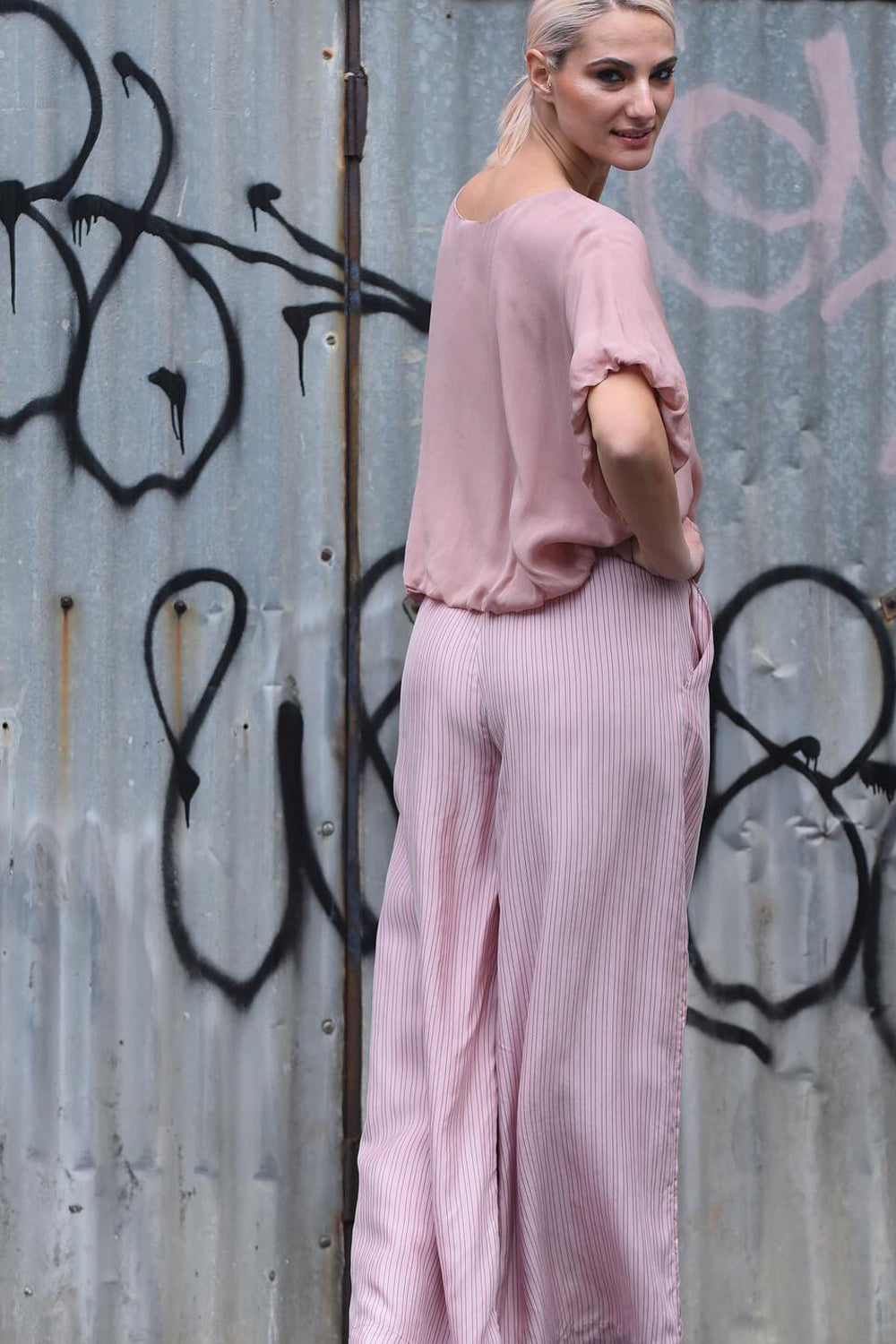 M. A. DAINTY LES PANT PINK PINSTRIPE