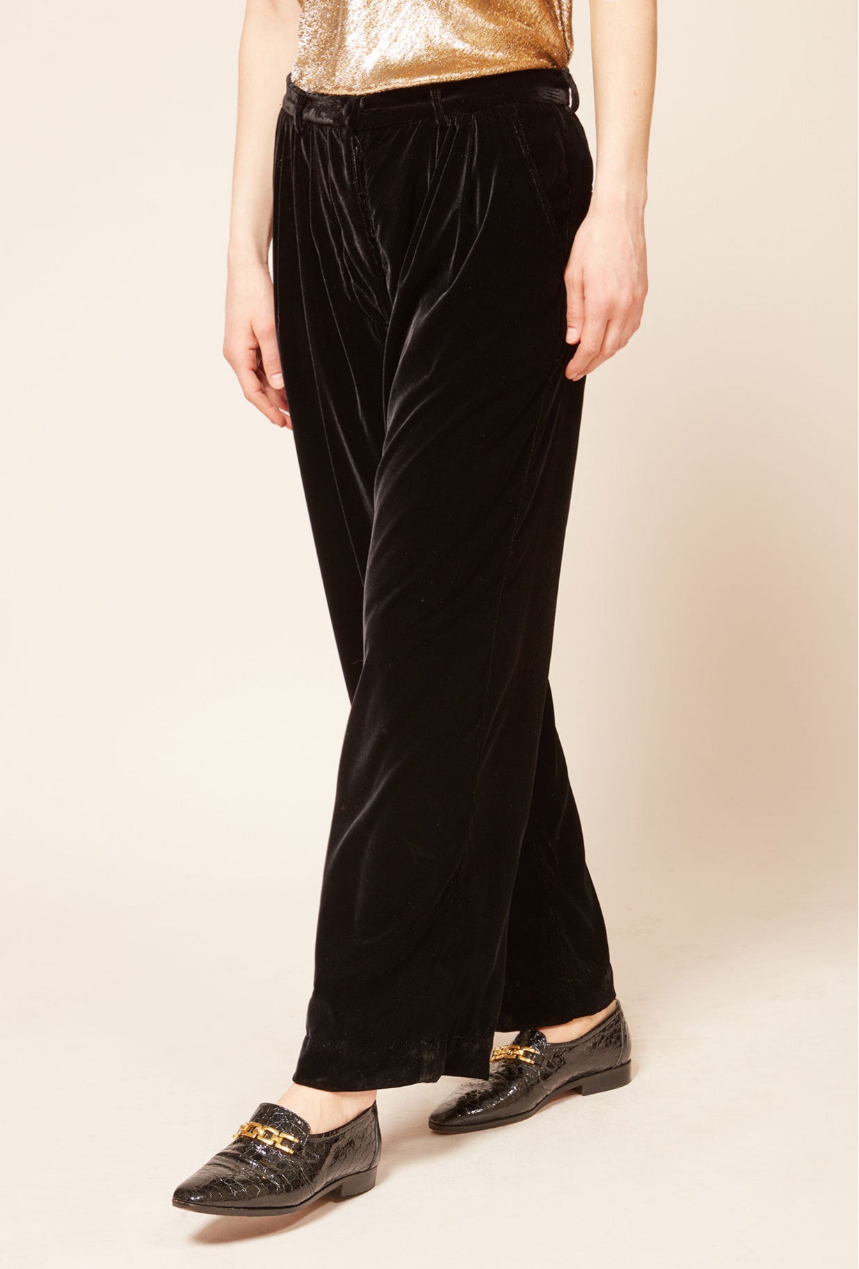 MES DEMOISELLES MANSFIELD BLACK VELVET PANT