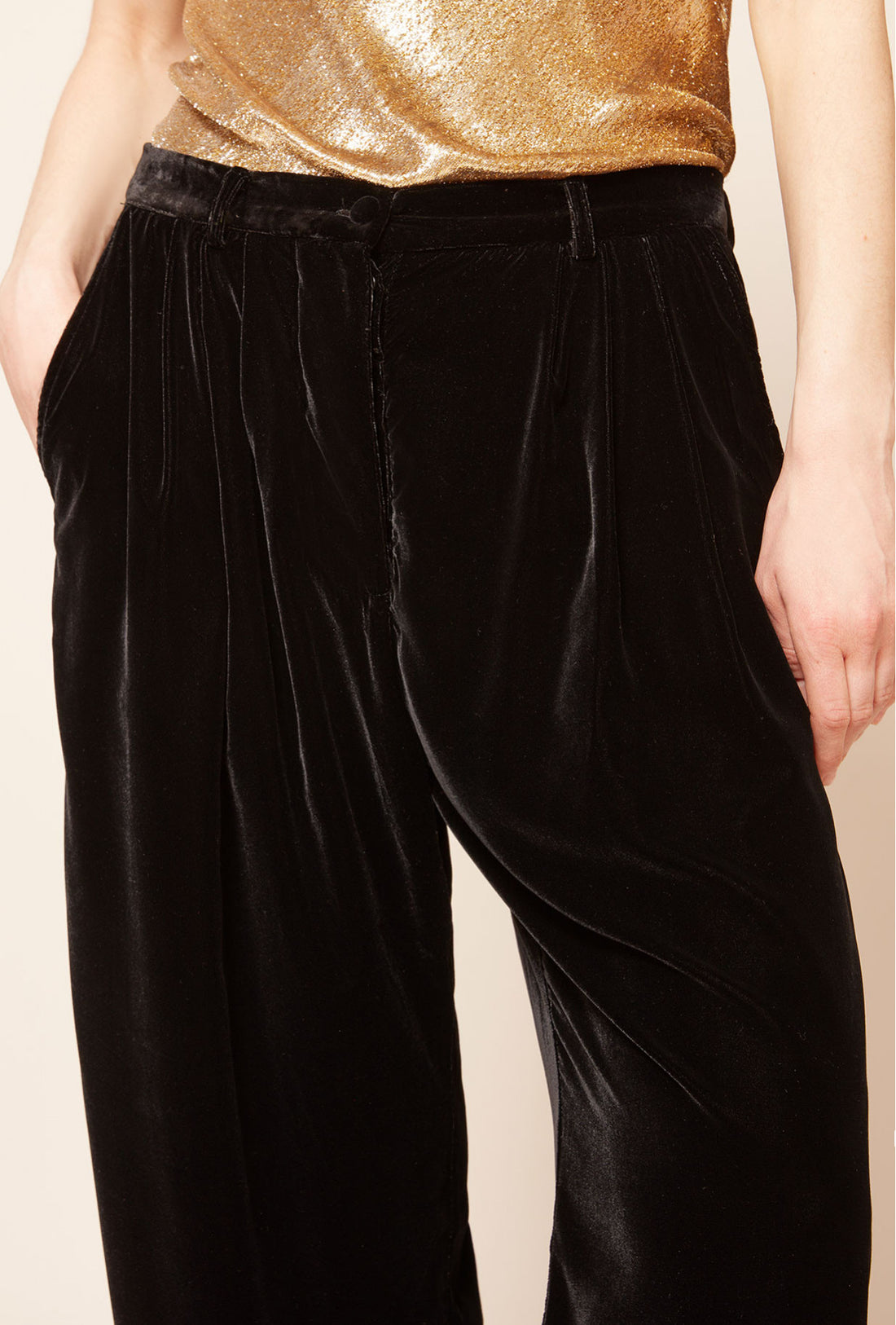 MES DEMOISELLES MANSFIELD BLACK VELVET PANT