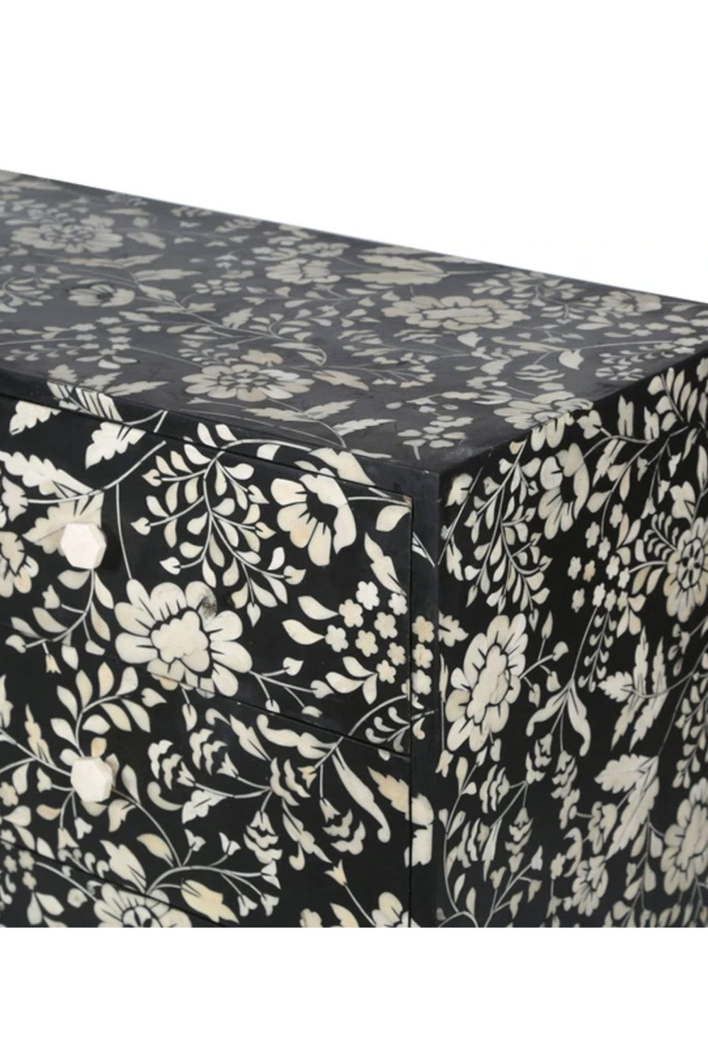 RUBY STAR TRADERS BONE INLAY 5-DRAWER CHEST CHINTZ BLACK