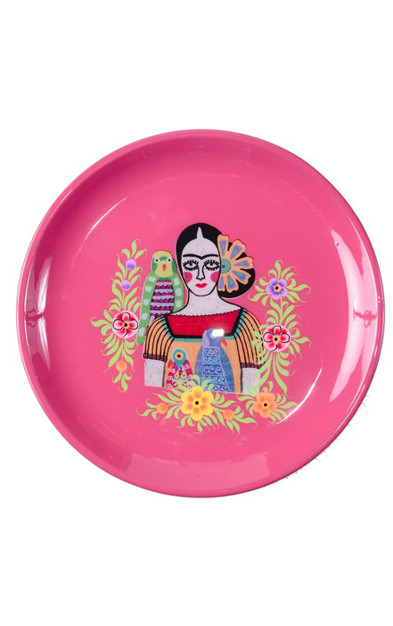 RUBY STAR TRADER FRIDA THREE PARROTS TRAY FUCHSIA